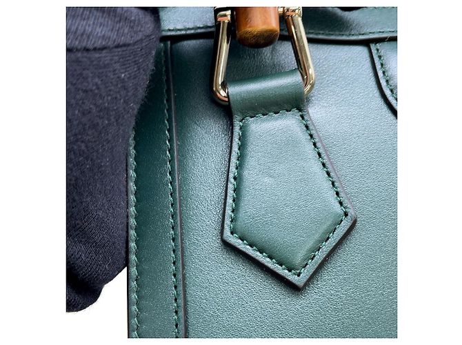Borsa a mano piccola in pelle Gucci Diana Bamboo Verde - vista 10