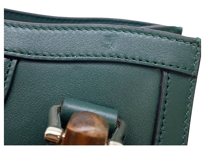Borsa a mano piccola in pelle Gucci Diana Bamboo Verde - vista 11