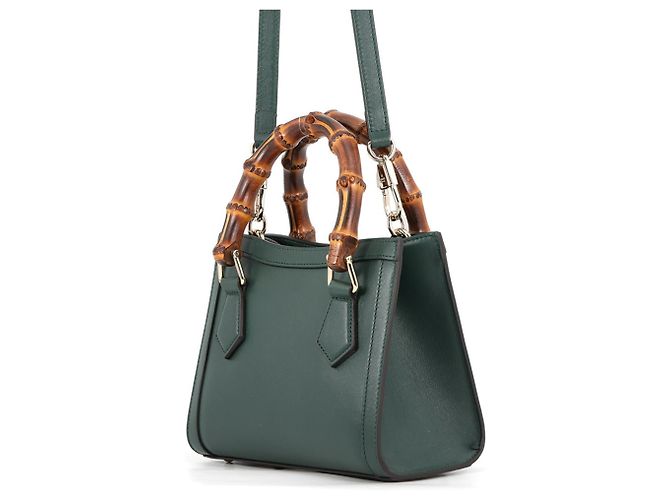 Borsa a mano piccola in pelle Gucci Diana Bamboo Verde - vista 2