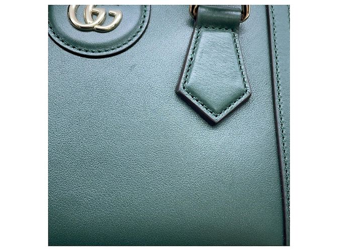Borsa a mano piccola in pelle Gucci Diana Bamboo Verde - vista 9
