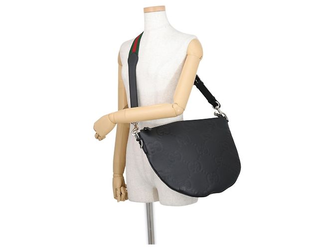 Borsa a tracolla in pelle Gucci Jumbo GG Sherry Line Nero - vista 4