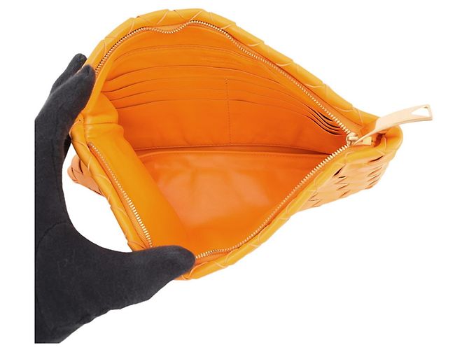 Borsa a pochette Intrecciato Bottega Veneta Arancione - vista 5