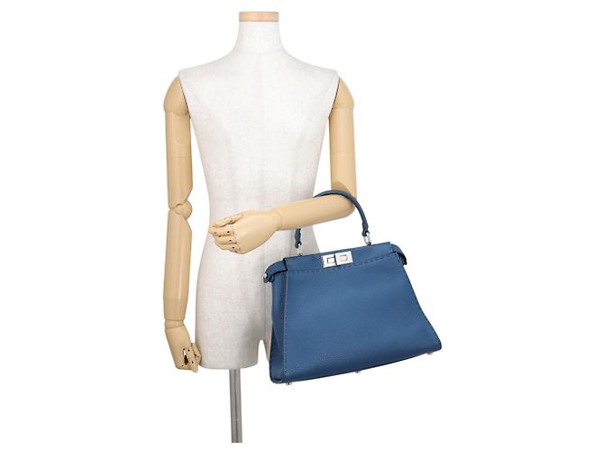 Borsa Fendi Peekaboo Regular Blu - vista 3