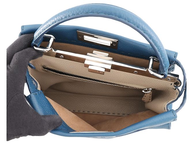 Borsa Fendi Peekaboo Regular Blu - vista 5