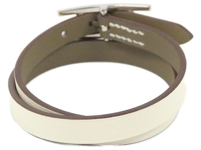 Hermès Bracciale Hermes B-APPI Double Tour Bianco Taupe - vista 2