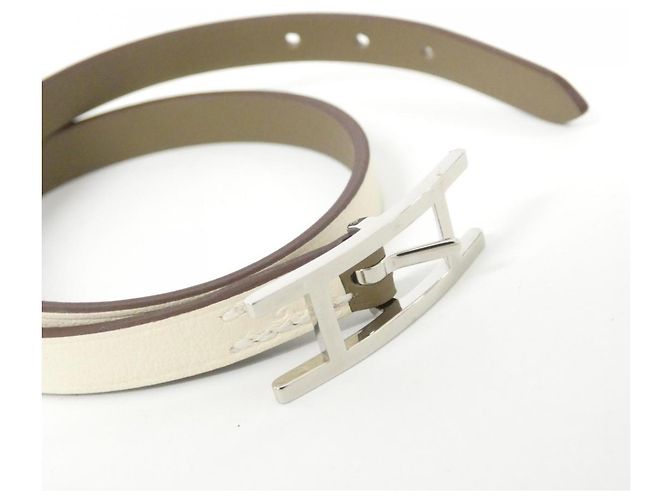 Hermès Bracciale Hermes B-APPI Double Tour Bianco Taupe - vista 3
