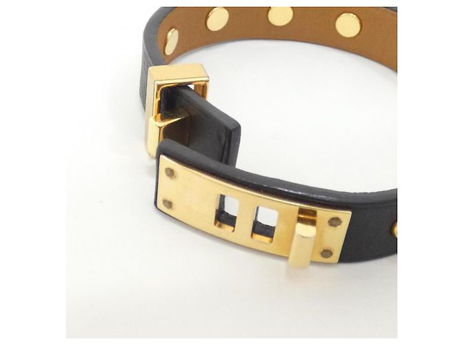 Hermès Bracciale Hermes Mini Dog Clou Long Nero D'oro - vista 5