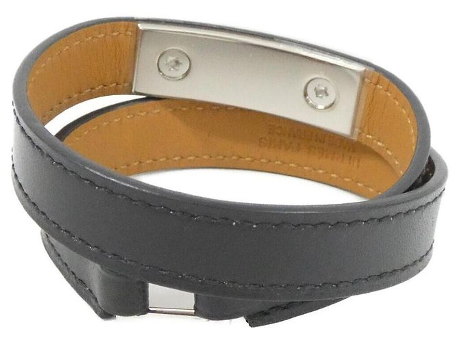 Hermès Bracciale Rivale Double Tour Hermes Nero Argento - vista 2