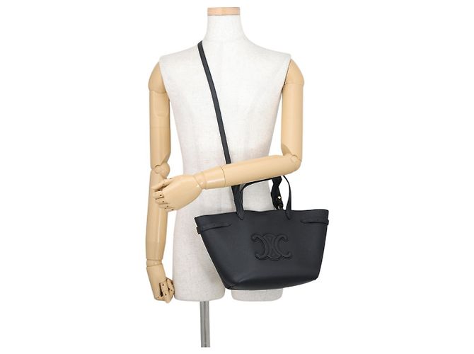 Céline Celine Mini Cabas Anais Cuir Triomphe Handtasche Schwarz - Ansicht 5
