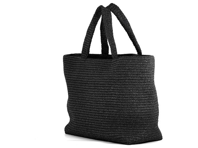 Yves Saint Laurent Paris Raffia Tote Bag Schwarz - Ansicht 2