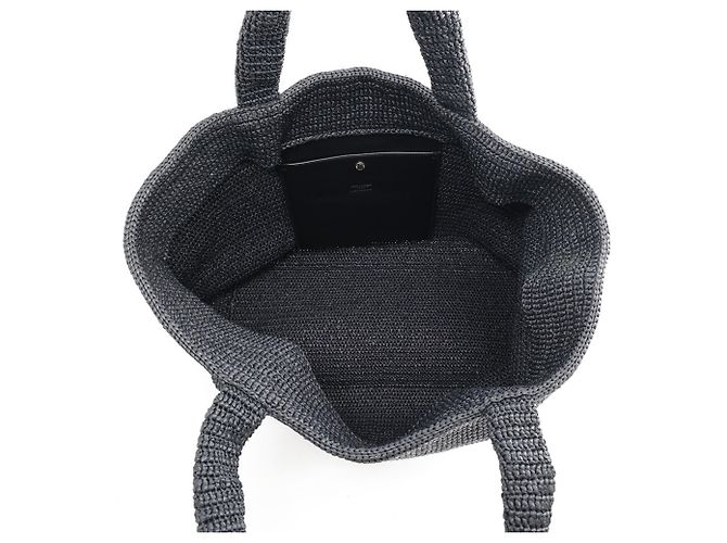 Yves Saint Laurent Paris Raffia Tote Bag Schwarz - Ansicht 5