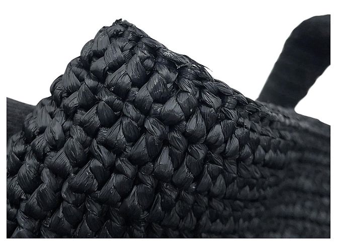 Yves Saint Laurent Paris Raffia Tote Bag Schwarz - Ansicht 7