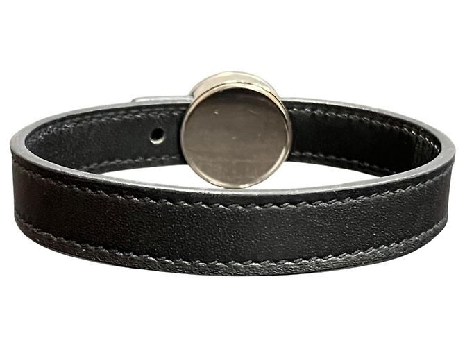 Hermès Pulsera Charm Looping Sellier Hermes Negro Plata - vista 2