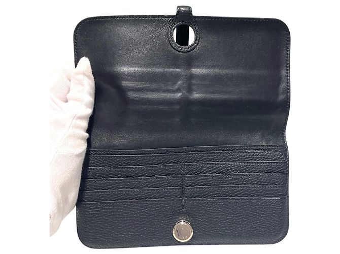 Hermès Hermes Dogon Ledergeldbörse lang Schwarz - Ansicht 3