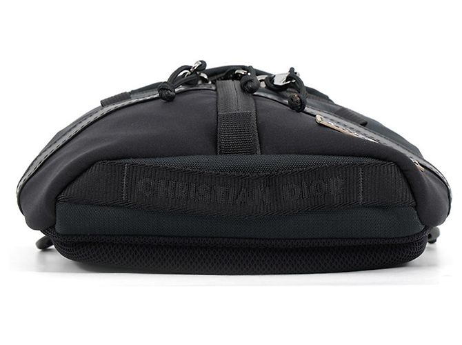 Borsa a tracolla in nylon e pelle Christian Dior Nero - vista 3