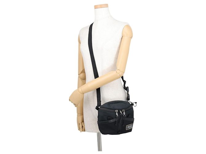 Borsa a tracolla in nylon e pelle Christian Dior Nero - vista 4