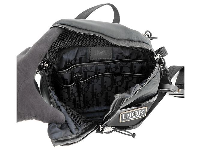 Borsa a tracolla in nylon e pelle Christian Dior Nero - vista 5