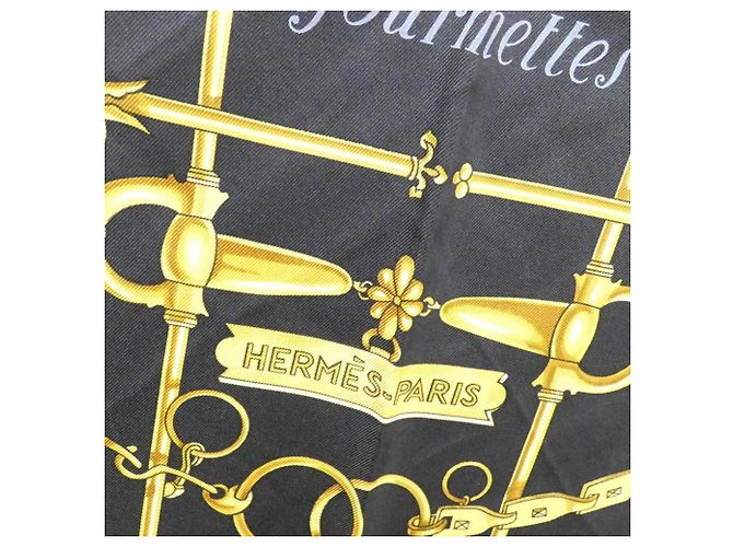 Hermès Foulard Quadrato MORS & GOURMETTES Nero D'oro - vista 2