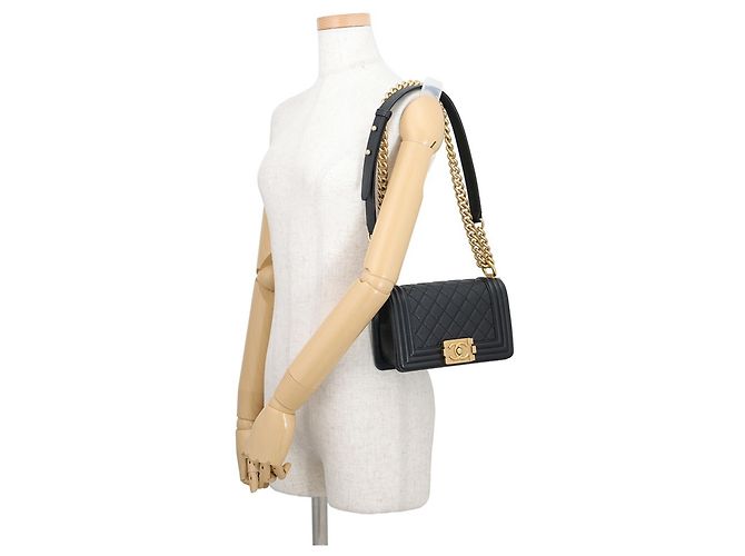 Chanel Boy Small Matelassé Schultertasche mit Kette Schwarz - Ansicht 4