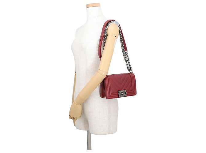 Bolsa de Ombro Chanel Boy Small Vermelha Vermelho - vista 4