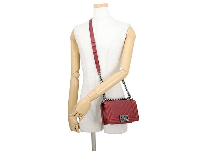 Bolsa de Ombro Chanel Boy Small Vermelha Vermelho - vista 5