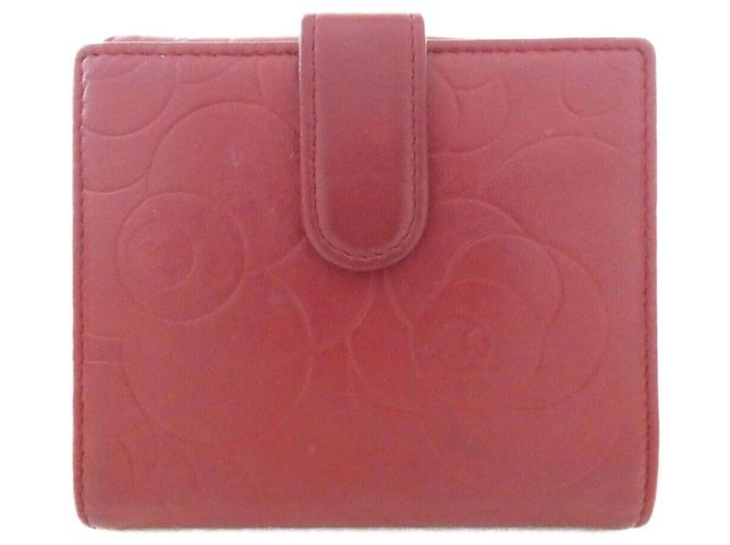 Chanel 47422 Red Leather Tri-Fold Wallet - view 2