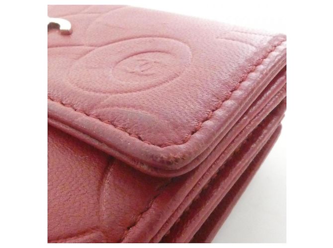 Chanel 47422 Red Leather Tri-Fold Wallet - view 3