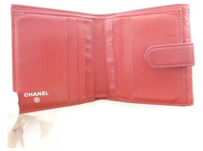 Chanel 47422 Red Leather Tri-Fold Wallet - view 6