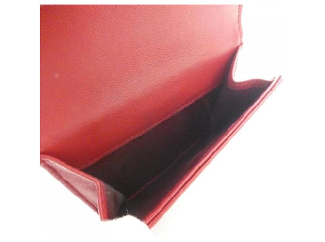 Chanel 47422 Red Leather Tri-Fold Wallet - view 8