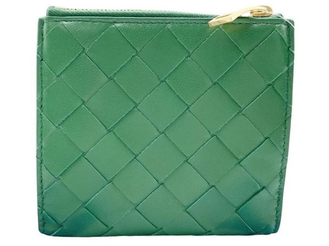 Cartera bi-fold de cuero verde Bottega Veneta - vista 2