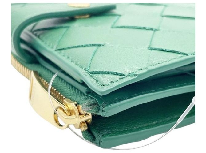Cartera bi-fold de cuero verde Bottega Veneta - vista 4