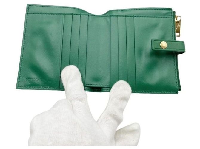 Cartera bi-fold de cuero verde Bottega Veneta - vista 6