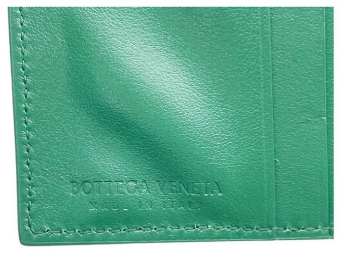 Cartera bi-fold de cuero verde Bottega Veneta - vista 9