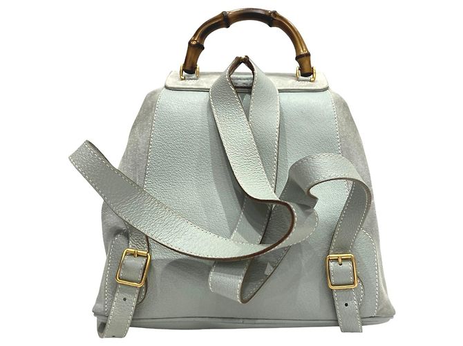 Mochila Gucci azul de camurça e couro - vista 2
