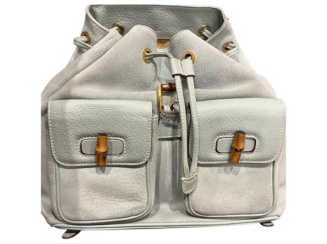 Mochila Gucci azul de camurça e couro - vista 6