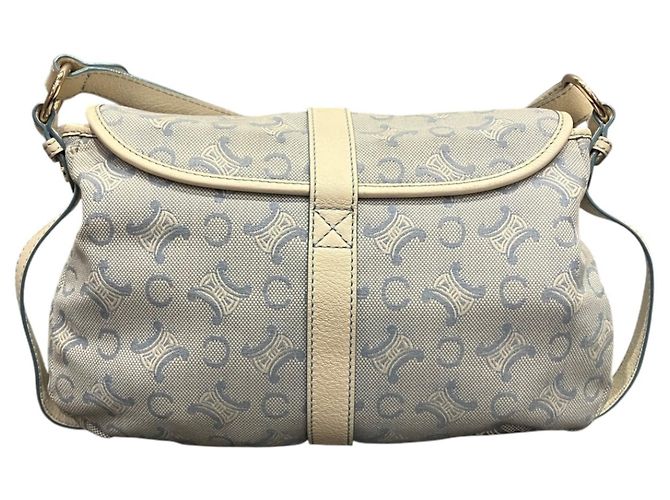 Céline Borsa a tracolla Celine C Macadam Canvas Leather Bianco Blu - vista 2