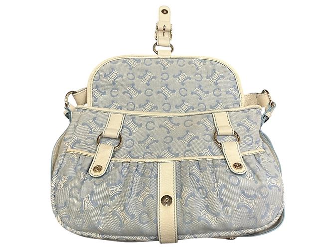 Céline Borsa a tracolla Celine C Macadam Canvas Leather Bianco Blu - vista 6