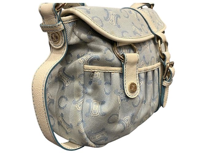 Céline Borsa a tracolla Celine C Macadam Canvas Leather Bianco Blu - vista 7
