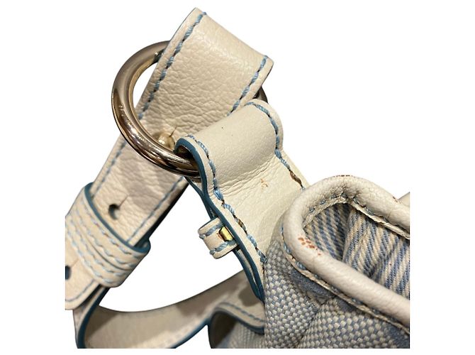 Céline Borsa a tracolla Celine C Macadam Canvas Leather Bianco Blu - vista 8