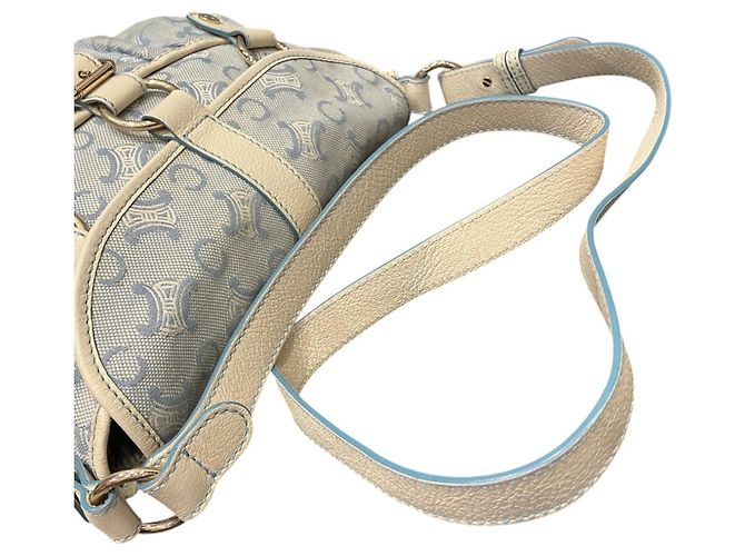 Céline Borsa a tracolla Celine C Macadam Canvas Leather Bianco Blu - vista 9