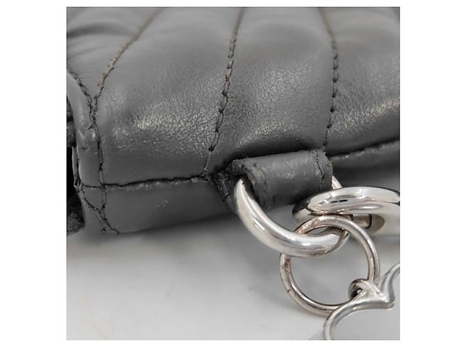 Borsa a pochette in pelle grigia Yves Saint Laurent Marrone - vista 6