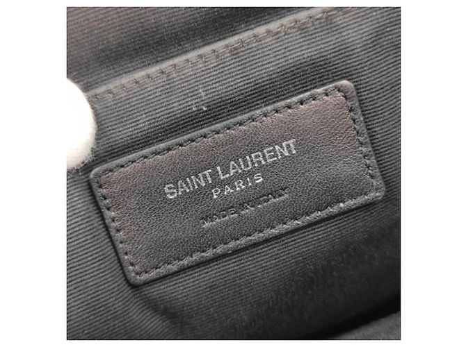 Borsa a pochette in pelle grigia Yves Saint Laurent Marrone - vista 9