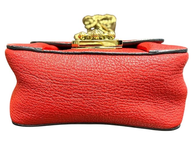 Borsa a tracolla Chloé Elsie Series in pelle di vitello rossa Rosso - vista 3