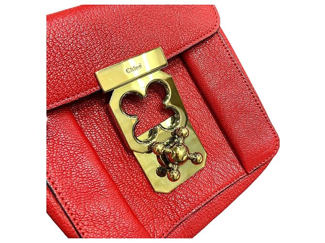 Borsa a tracolla Chloé Elsie Series in pelle di vitello rossa Rosso - vista 7