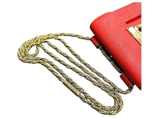 Borsa a tracolla Chloé Elsie Series in pelle di vitello rossa Rosso - vista 8