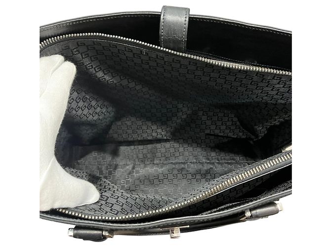 Borsa Business Gucci Canvas Leather 114262 Nero - vista 6