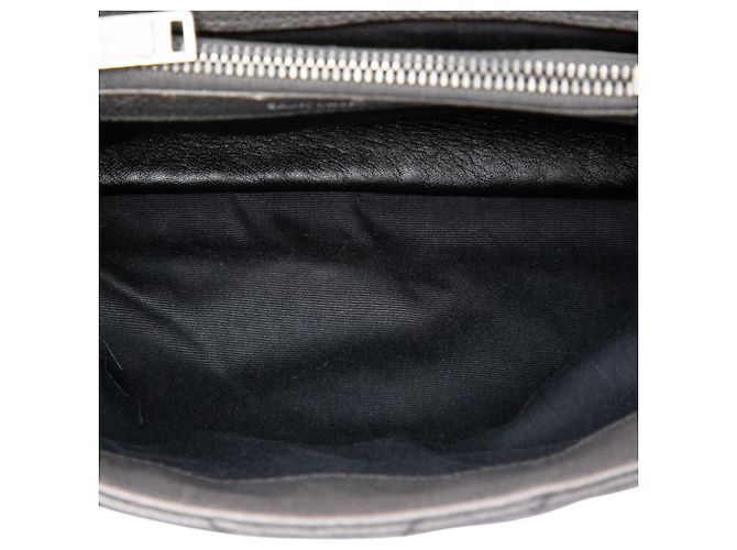 Autre Marque Saint Laurent College Satchel aus Lammleder in Grau, Chevron-Muster, Medium mit Monogramm Braun Anthrazitgrau - Ansicht 4