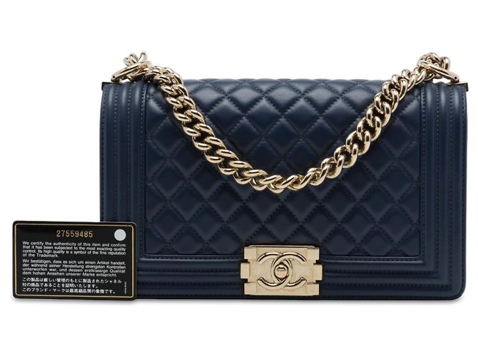 Chanel Blue Old Medium Quilted Lambskin Boy Flap Azul Azul marino - vista 7