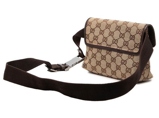Gucci Jackie Gürteltasche aus beigem GG Canvas - Ansicht 2