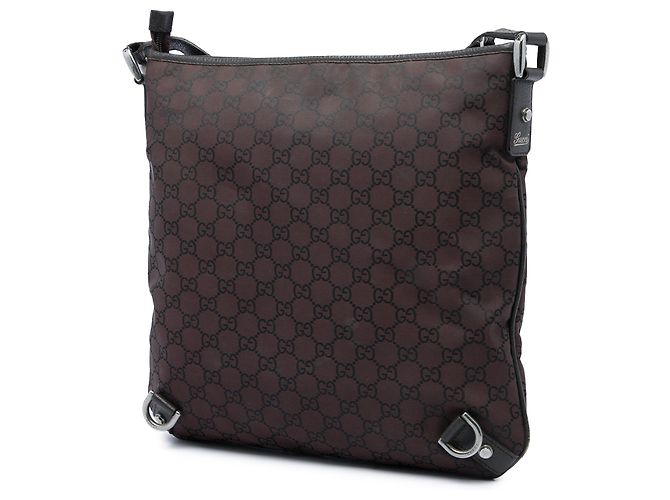 Borsa a tracolla Gucci Abbey D Ring in nylon GG marrone Marrone scuro - vista 2